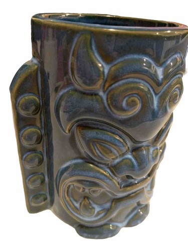 Tiki Farm Three Dots And A Dash Blue Green Tiki Mug 2012 MRG Mr G Mr. G. - Picture 8 of 11