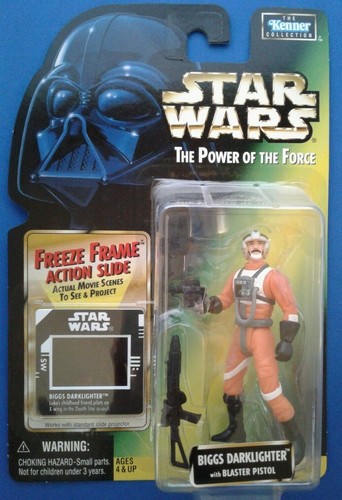 Star Wars Biggs Darklighter with Blaster Pistol, POTF Freeze Frame green card