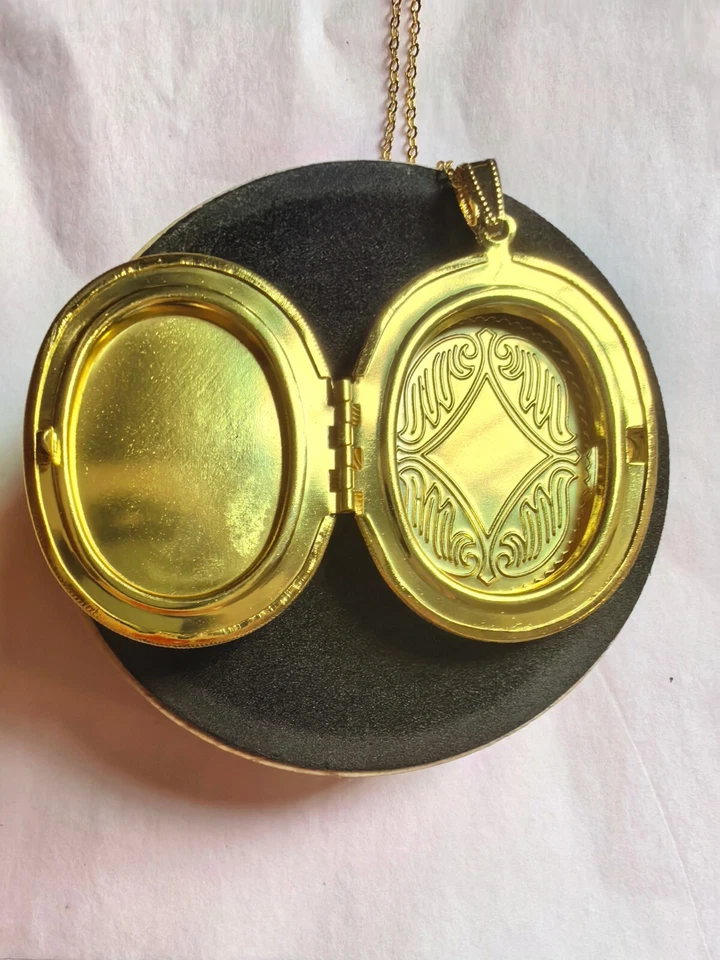 Cameo Tortoise Portrait Locket Pendant Oval Gold Tone Photo Locket Necklace 24'' - Image 3 of 4