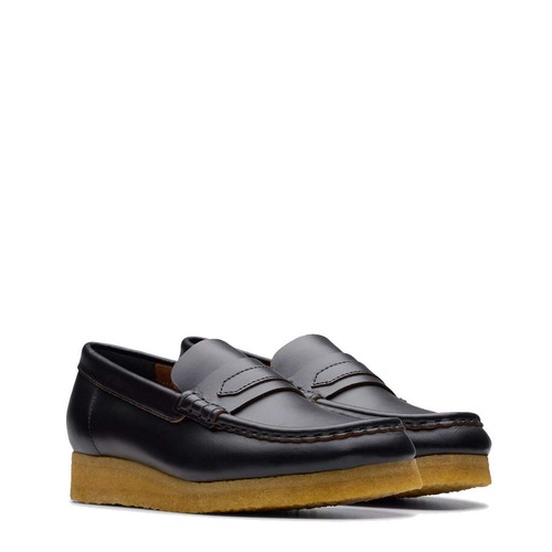 Clarks Originals Womens Wallabee Loafer Black Smooth Leather - Picture 3 of 10