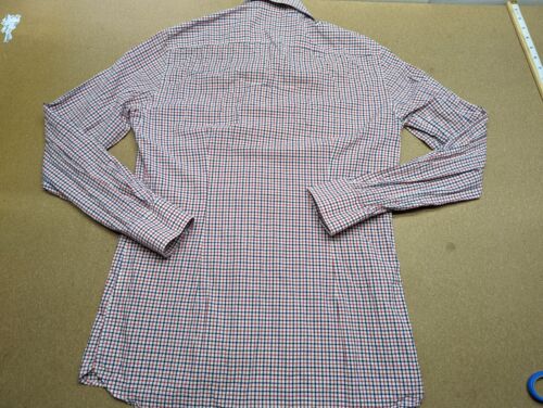 J Lindeberg Mens Shirt Size 40 15 3/4 Slim Fit Button Up Blue Red Plaid Check - Picture 2 of 10