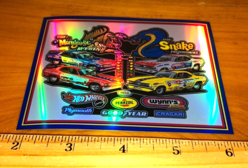Hot Wheels Prudhomme Snake and Mongoose Collage 4 CARS Holographic Sticker Decal - Picture 1 of 3