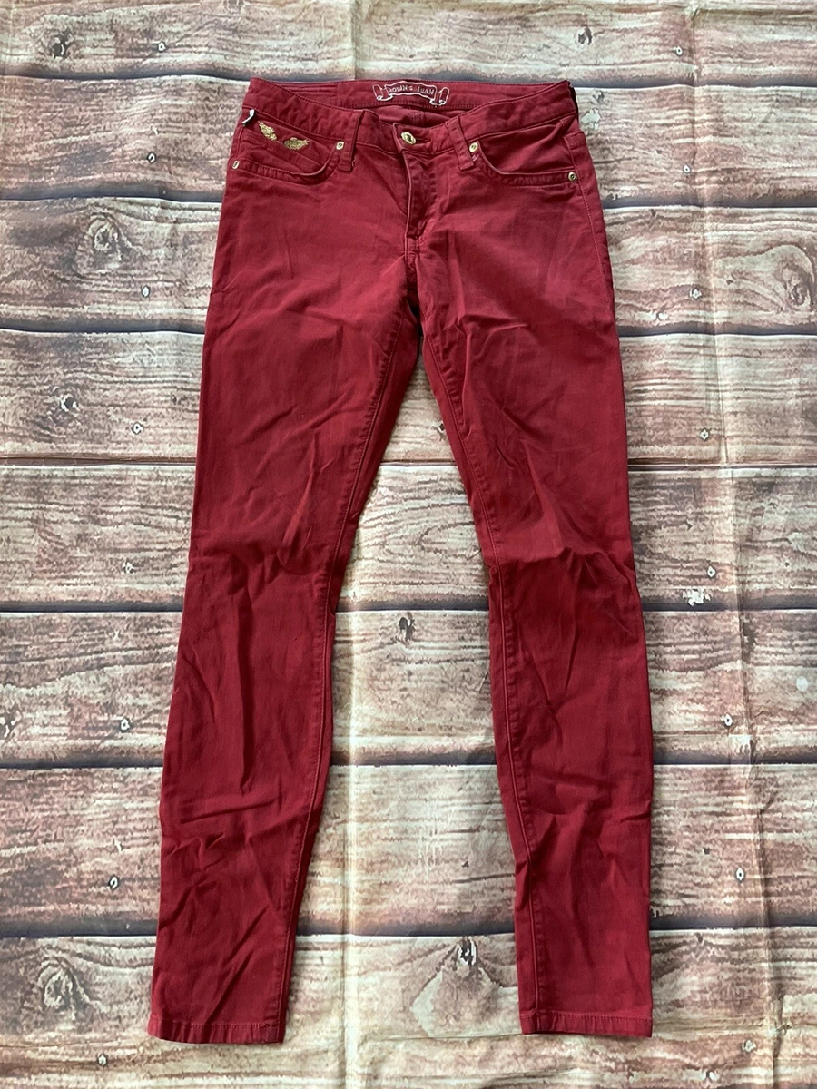 Red denim hotsell skinny jeans
