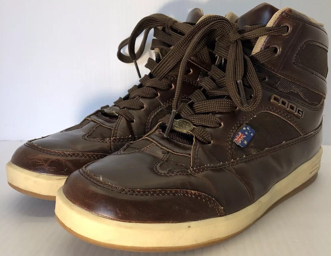 Coogi Australia Mens Brown PU Leather High Top Sneakers Lace  display picture 3