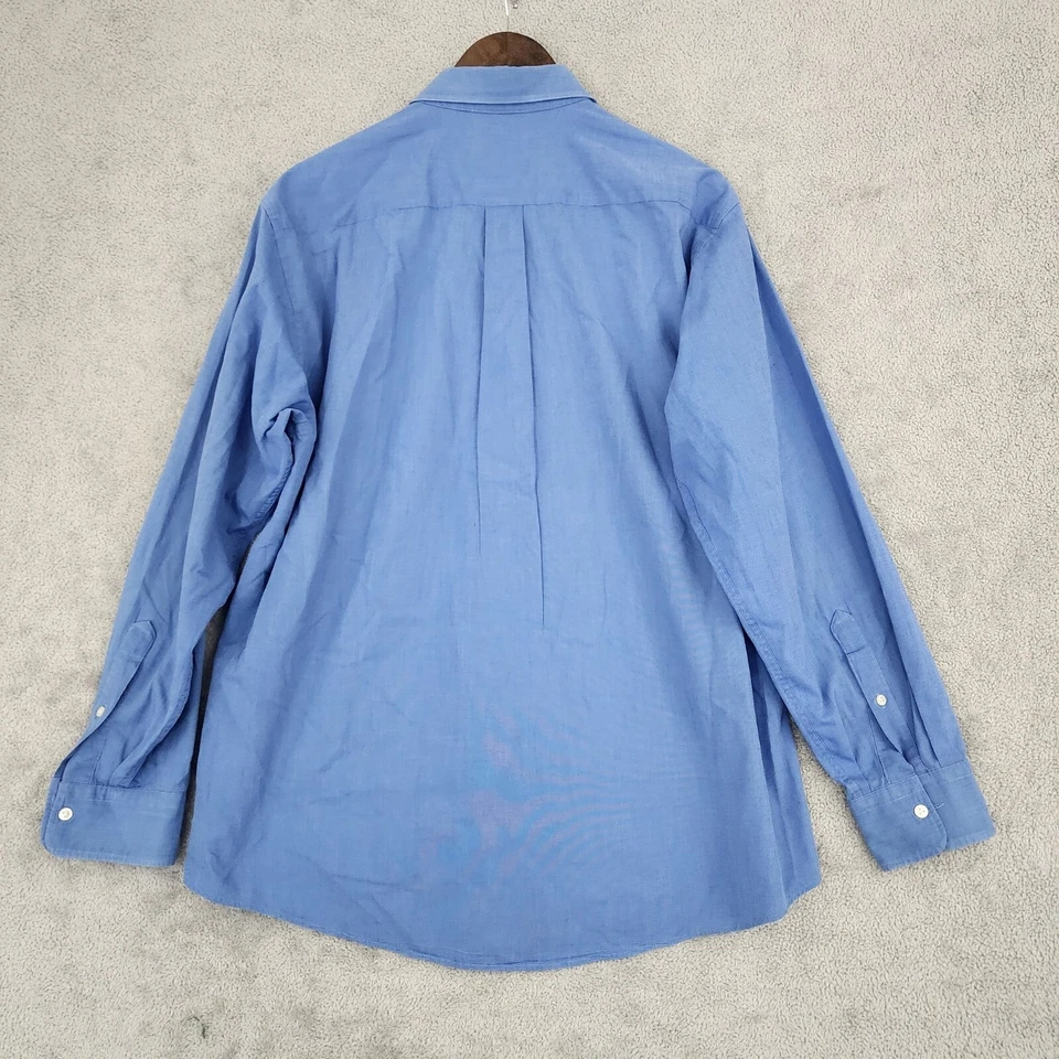 Hathaway Mens Classic Blue Pinpoint Oxford Dress Shirt Size 16.5  25PT - Image 2 of 4