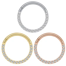 16G/18G CZ Nose Rings Hoop Stainless Steel Helix Tragus Earrings Septum Piercing