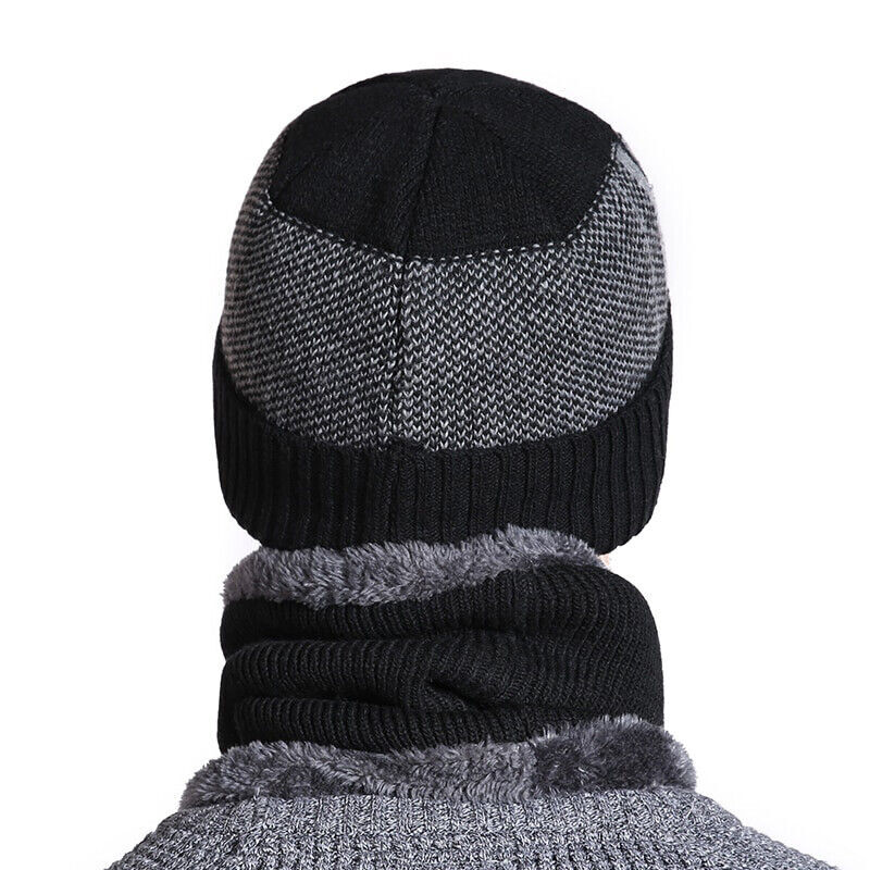 Mens Winter Warm Peaked Beanie Hat Fleece Lined Outdoor Ski Cap with