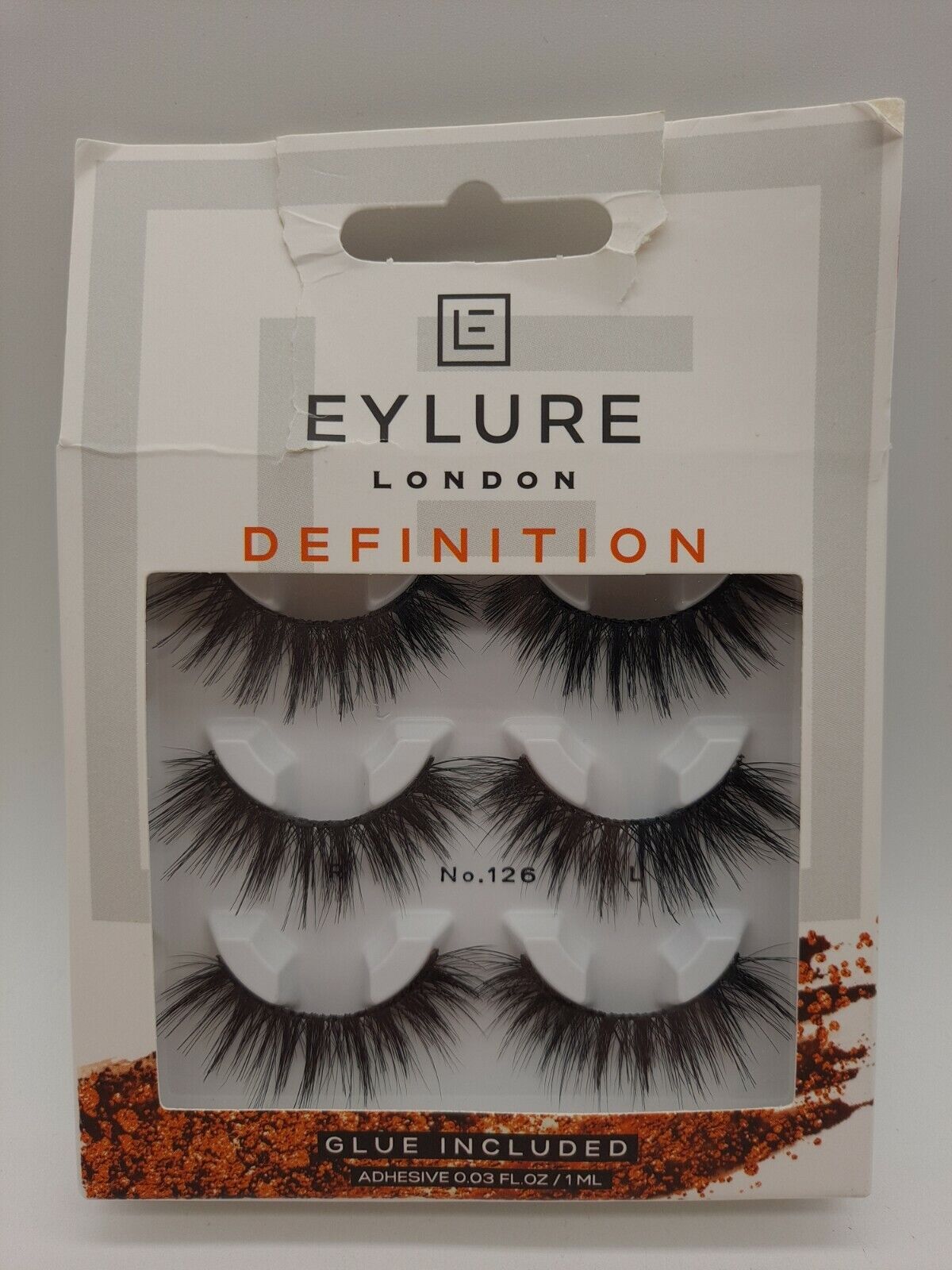 Eyelure London Definition #126 Glue Included Set 3x3 Reusable False Eyelashes