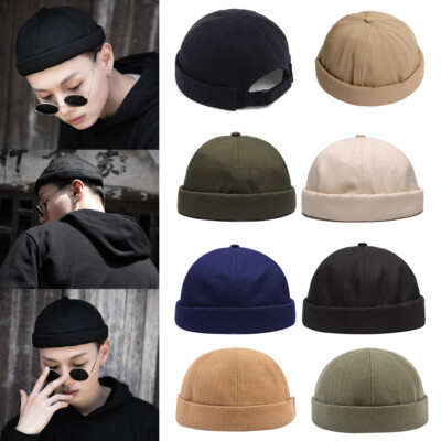 Casquette Skullcap - Chapeau Docker Sans Bord - Taille Unique - Tissu Velours Côtelé - Hip Hop Décontracté