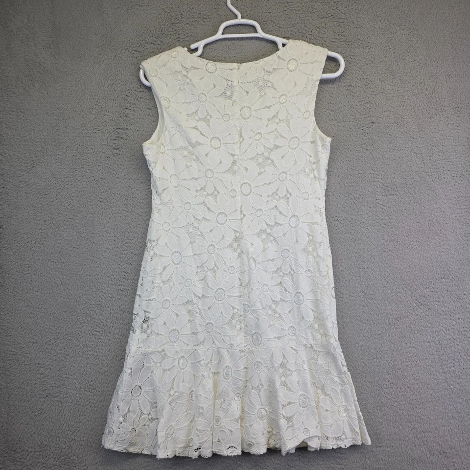 Vestido corto Connected para mujer línea 12 A blanco con superposición floral Cottagecore Boho Y2K Foto 2 de 4