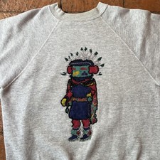 Vintage Tultex Gray Raglan Crafted Sweatshirt Made In USA One Of A Kind Kachina