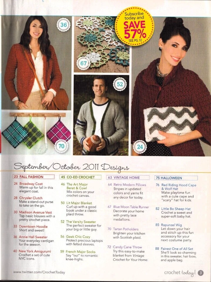 Revista Crochet Today 27+ patrones de proyecto septiembre octubre 2011 Halloween Foto 3 de 4