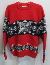 Vintage United Colors of Benetton Shetland Wool Red Snowflake Sweater Adult L