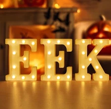 3Pcs EEK White LED Light Up Halloween Marquee Letters Battery Powered Tabletop