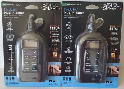 Lot of 2 Digital My Touch Smart Simple Set Plug-In Timer Indoor Outdoor