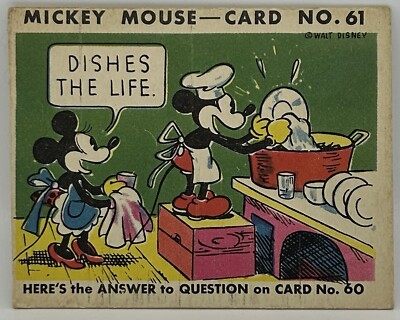 Vintage Rare 1935 Mickey Mouse R89 Gum Card #61