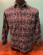 Vintage 90's Oantana Abstract Pattern Textured Shirt - Medium, Black Blue Pink