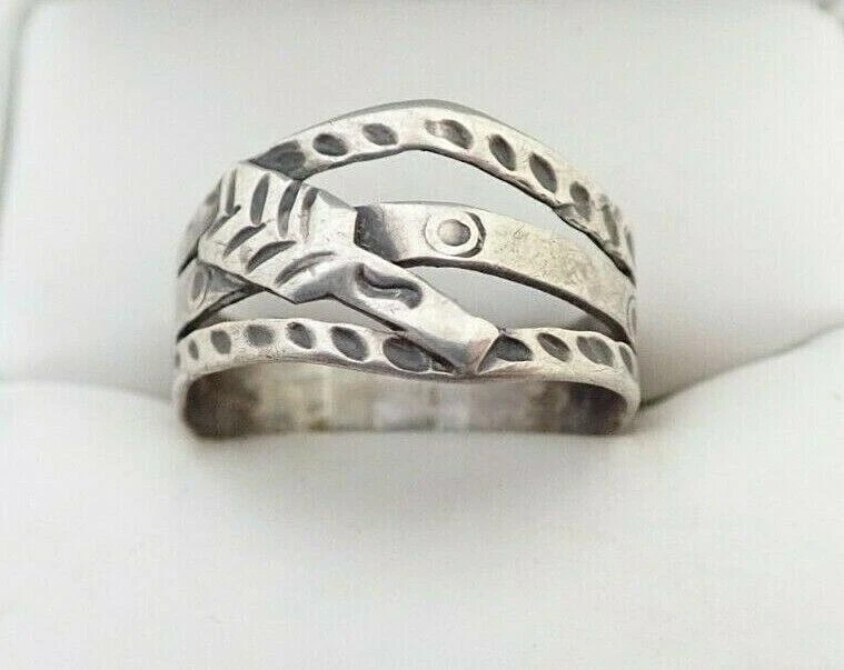 Vintage Navajo Fred Harvey Era Broken Arrow Whirling Log Sterling