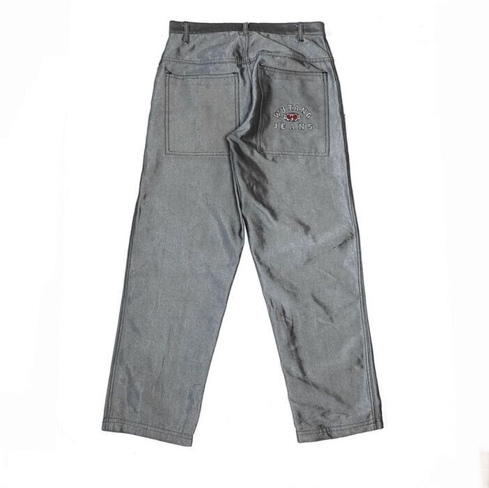 WU WEAR jeans, shiny gray silver metallic vintage hip hop WU WEAR jeans, shiny gray silver metallic vintage hip hop