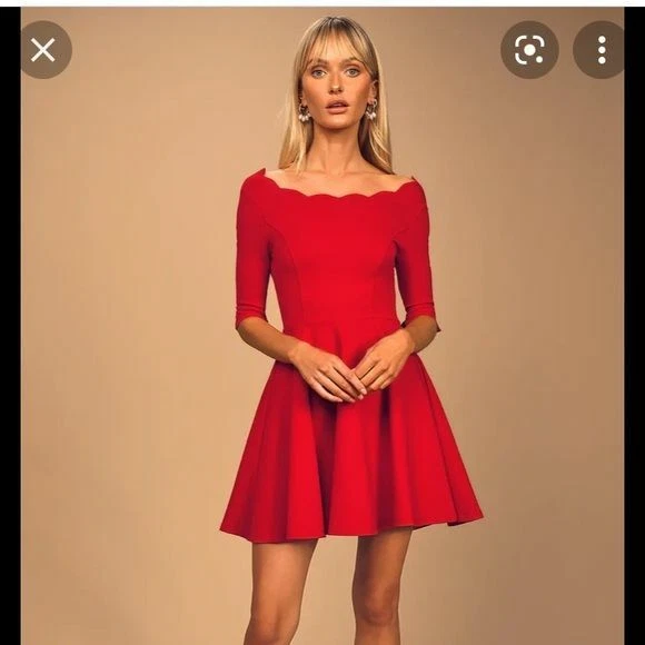 Scalloped top skater dress