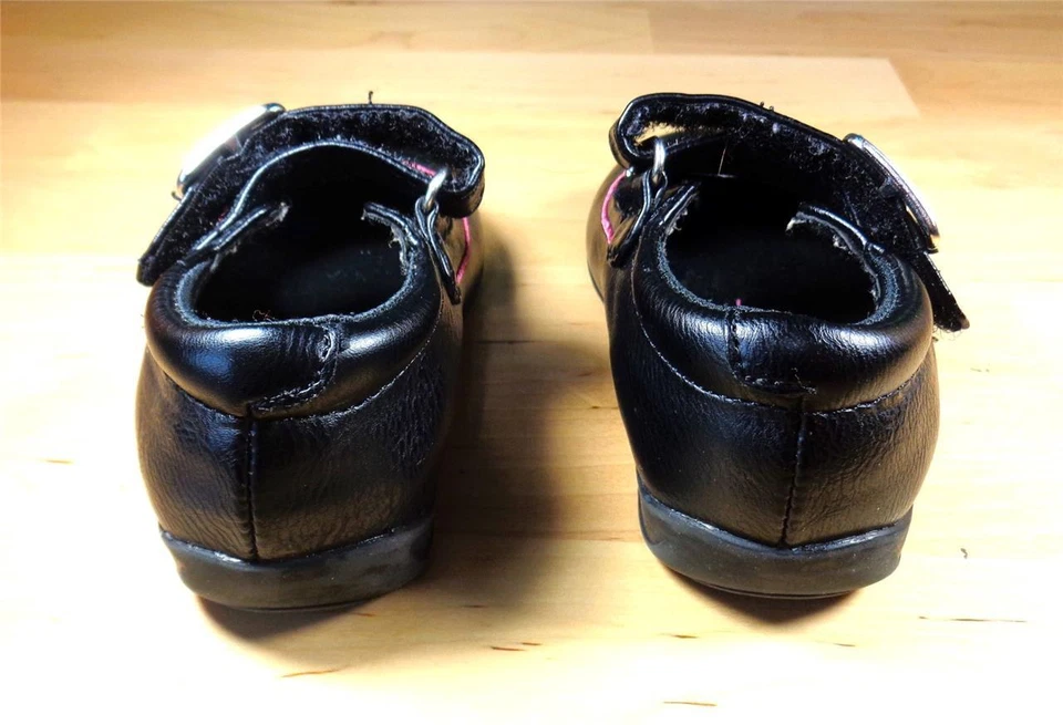 ZAPATOS RACHEL ZAPATOS DE VESTIR DE CUERO NEGRO Y ROSA PARA NIÑOS PEQUEÑOS BEBÉS NIÑAS TALLA 5 Foto 4 de 4