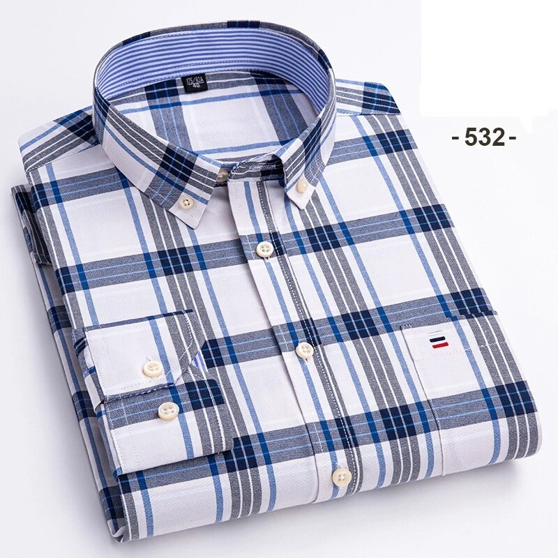 Camisas Oxford para Hombres Formales Negocios Mangas Largas Algodón Informales Camisas de Vestir Prendas para el torso Foto 2 de 4