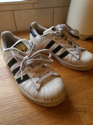 Adidas Superstars trainers white black stripe size 5 | eBay