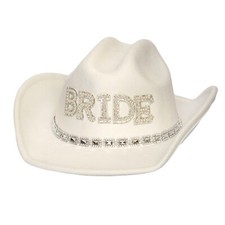 Women's Cowgirl Bride Cowboy Hat - Bachelorette Party Accessory Western White