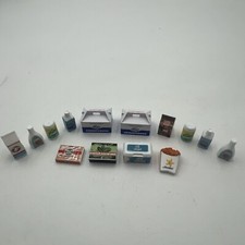 MINIATURE DOLLHOUSE MIXED FOOD  BEVERAGE LOT OF 14 - VARIOUS BRANDS