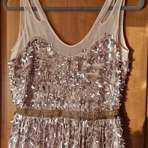 FRENCH CONNECTION Perlen Kleid hellrosa ärmellos NEU UK10 EUR38 ATEMBERAUBEND - Bild 5 von 11