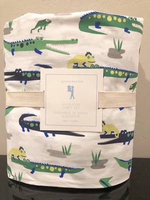 New Pottery Barn Kids Alligator 3pc Twin Sheet Set Florida Rare