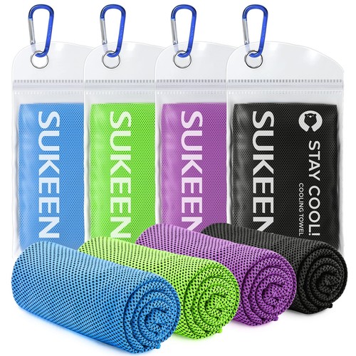 Sukeen 4 Pack Cooling Towel 40"x12" Ice Towel Soft Breathable Chilly Microfib...