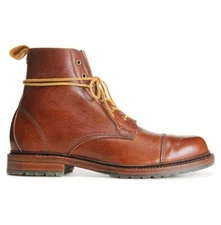 Dark Tan Leather Formal Hiking High Ankle Lace Up Combat Military Mens Boots