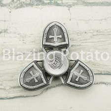 Crusader Tri Spinner Fidget Hand Figet Desk Toy Focus EDC ADHD -NEW-  USA  SILVER