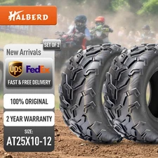 Set 2 25x10-12 ATV Tires 6Ply 25x10x12 Heavy Duty UTV All Terrain Tyre 25 10 12