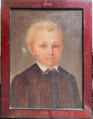 ::OIL PAINTING BIDERMEIER PORTRAIT CIRCA 1840 IMAGE LITTLE YOUNG BLONDE HAIR