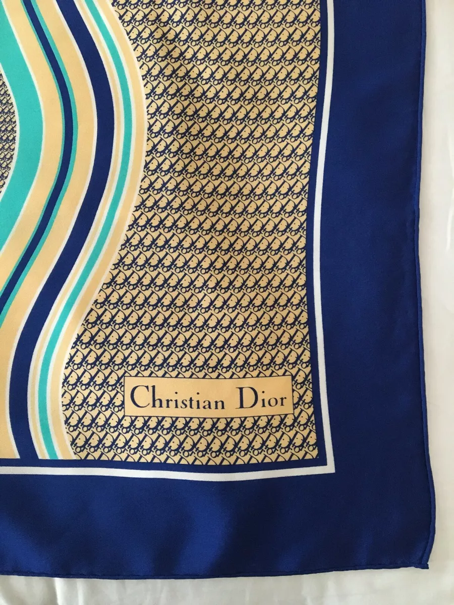 Christian Dior Blue Monogram Silk Scarf