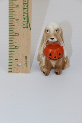 Halloween dog puppy ghost costume with trick or treat Pumpkin 4" figure - Picture 2 of 8