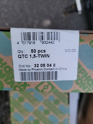 50 Pieces Phoenix Contact Qtc 1,5 -twin 3205048 through Terminal
