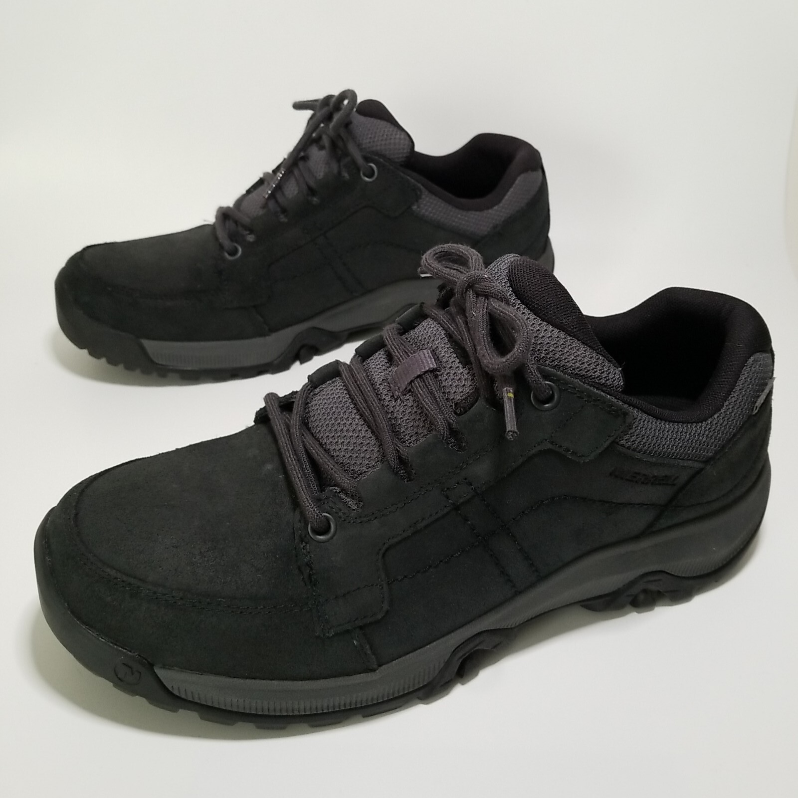 Scarpe da trekking uomo Merrell Moab taglia 9 5 veste 10 larghe nero grigio pelle scamosciata