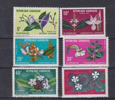 gabon 1972 Sc 284/9 flower,tiny toned,set MNH    s1437