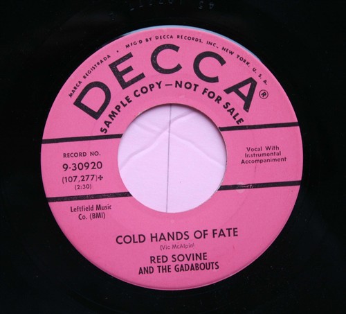 RED SOVINE GADABOUTS PROMO 45rpm One Sided Love Affair/Cold Hands of Fate HEAR - Picture 2 of 2