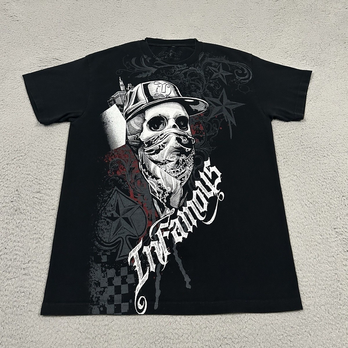 Y2K Infamous Graphic Black Grunge Men's T-Shirt Size S | eBay
