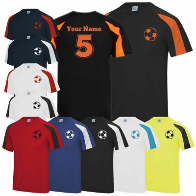 Personalisiertes Fußball Kinder Kontrast T-Shirt individueller Name Nummer Sport Team Tops 