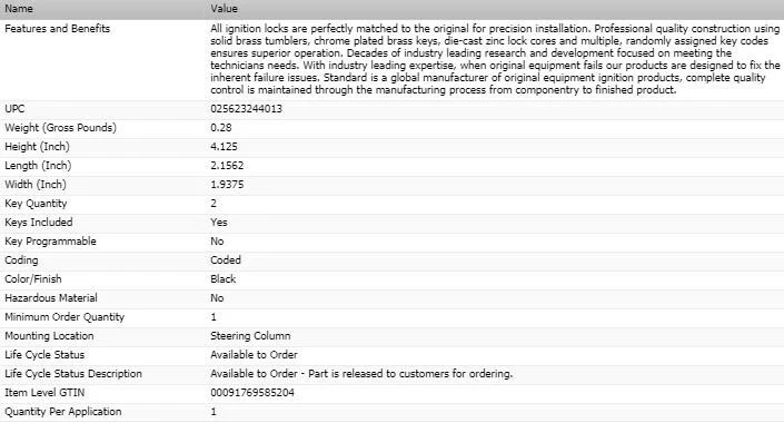 SMP Ignition Lock Cylinder with Keys for 1999 CHEVROLET K1500 SUBURBAN - Image 2 of 4