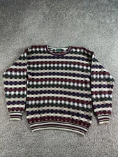 VINTAGE Heinz Healys Sweater Mens M Multicolored Geometric Check Cotton Blend