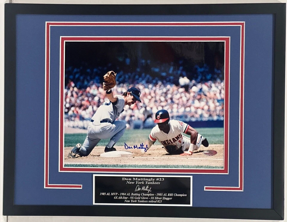 Steiner Don Mattingly 8x10 Color Foto Fielding Enmarcado con Placa de Identificación Foto 2 de 4