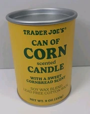 Trader Joe’s Can of Corn Scented Candle 9oz Soy Wax Sweet Cornbread
