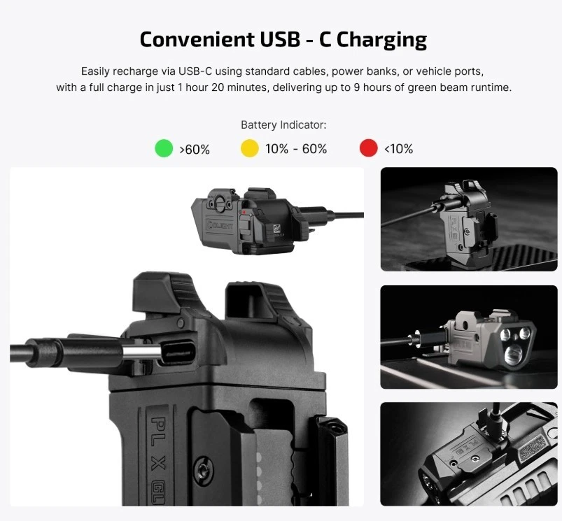 PL-X GL 3-in-1 Rail-Mounted Light: Floodlight, Spotlight,Green Beam.OLIGHT-img-7