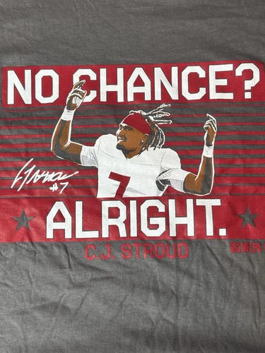 NFLPA Men’s XL C. J. Stroud No Chance? Alright. Grey SS T-Shirt NWOTs - Picture 2 of 5